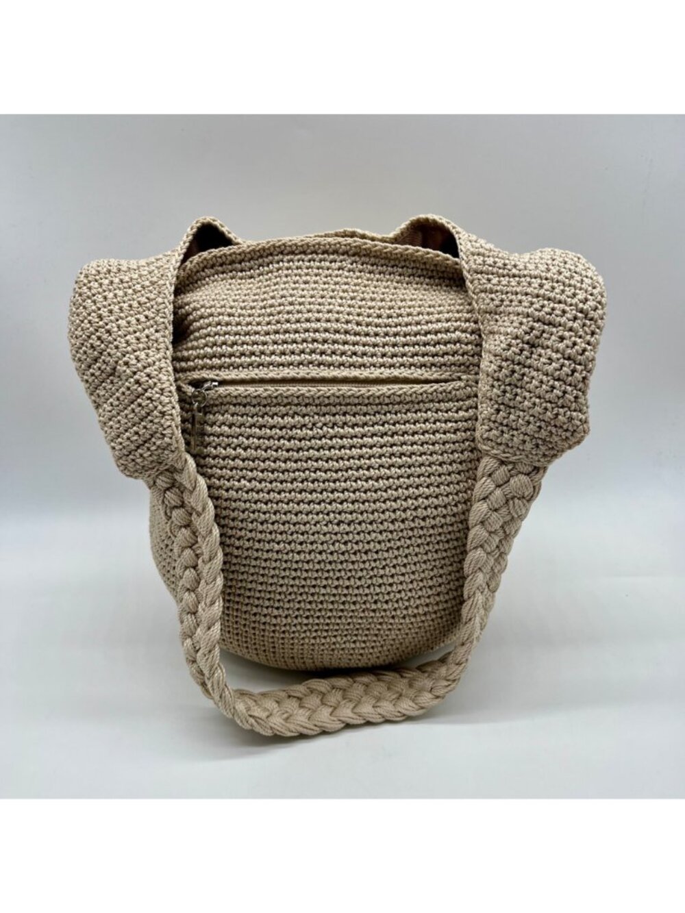 The Sak Tan Crocheted Crossbody Bag with Multicolor Sunburst Embroidery - Picture 2 of 10